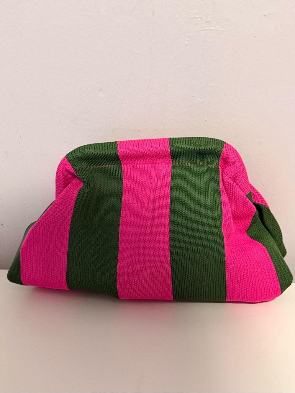Pink & Green Striped Women's Clutch